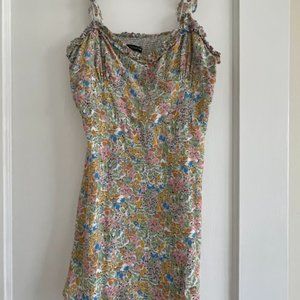 Zara Colorful Floral Print Mini Dress, Size L Large